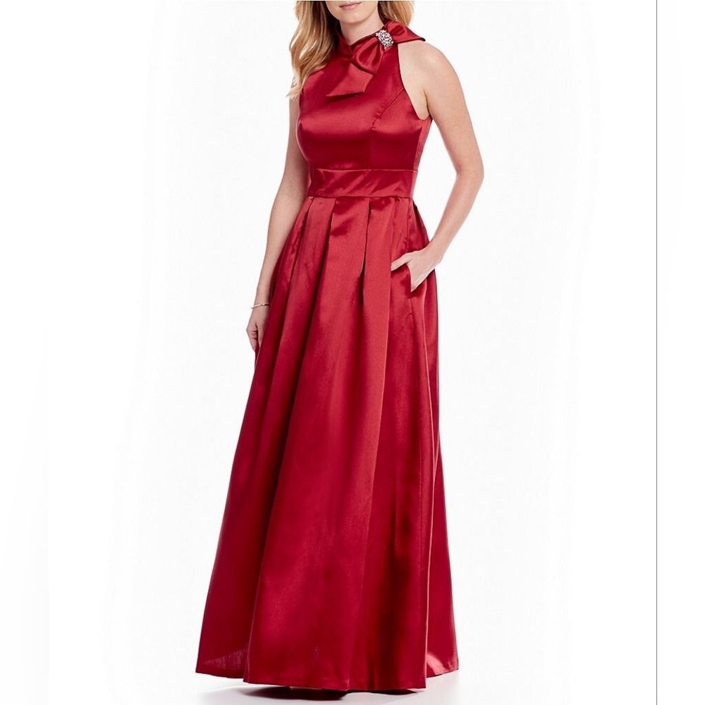 Eliza J Red Wedding Dress with Bow Detail